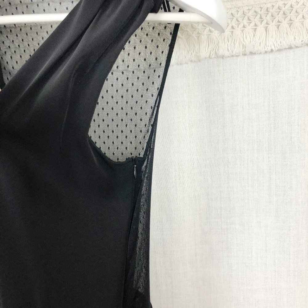 Zara Basic | Black Romper Sheer Swiss Dot Back | L - image 6